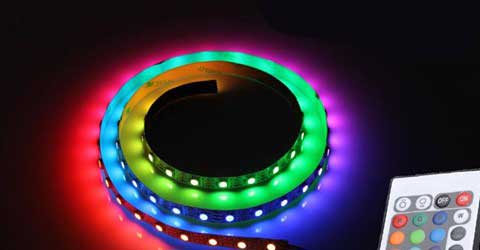 montaje tiras LED de colores RGB